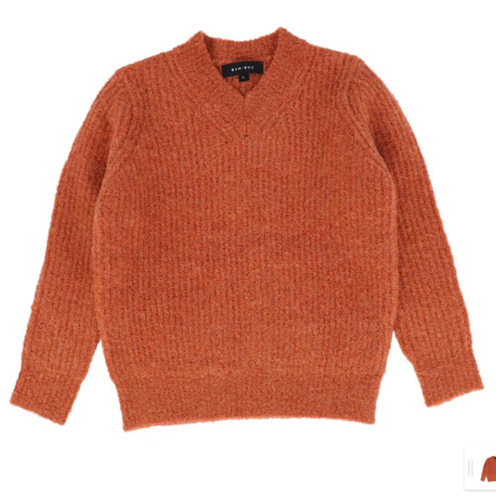 Fuzzy knit rust oversized cardigan by Bamboo